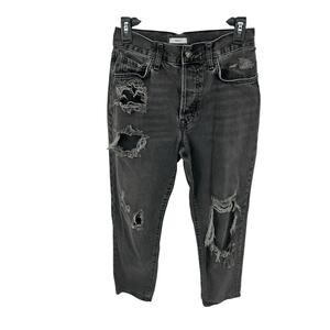 Forever 21 Womens Size 26 Black Denim Distressed Jeans Holier than Jesus Pants